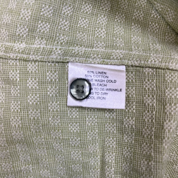 Robert Barakett Mens Shirt Size XL Linen Blend Chartreuse Casual Vacation - Picture 6 of 9